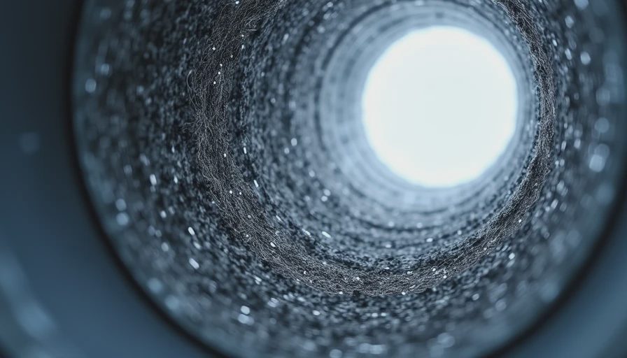 Close-up of lint buildup inside a dryer duct 90-degree elbow