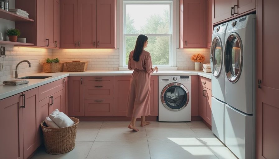 Visual context for laundry room storage cabinets