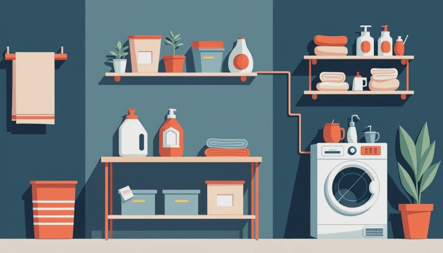 Illustration for laundry room organizer