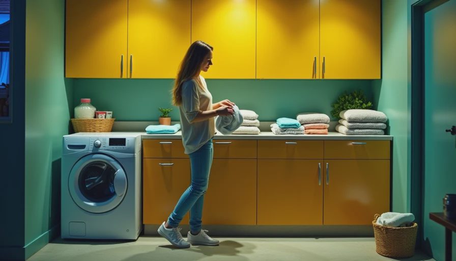 Visual context for laundry room wall cabinets